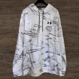 Men's UNDER ARMOUR Cold Gear White & Gray Loose Camo Hoodie 2XL 2TG $60